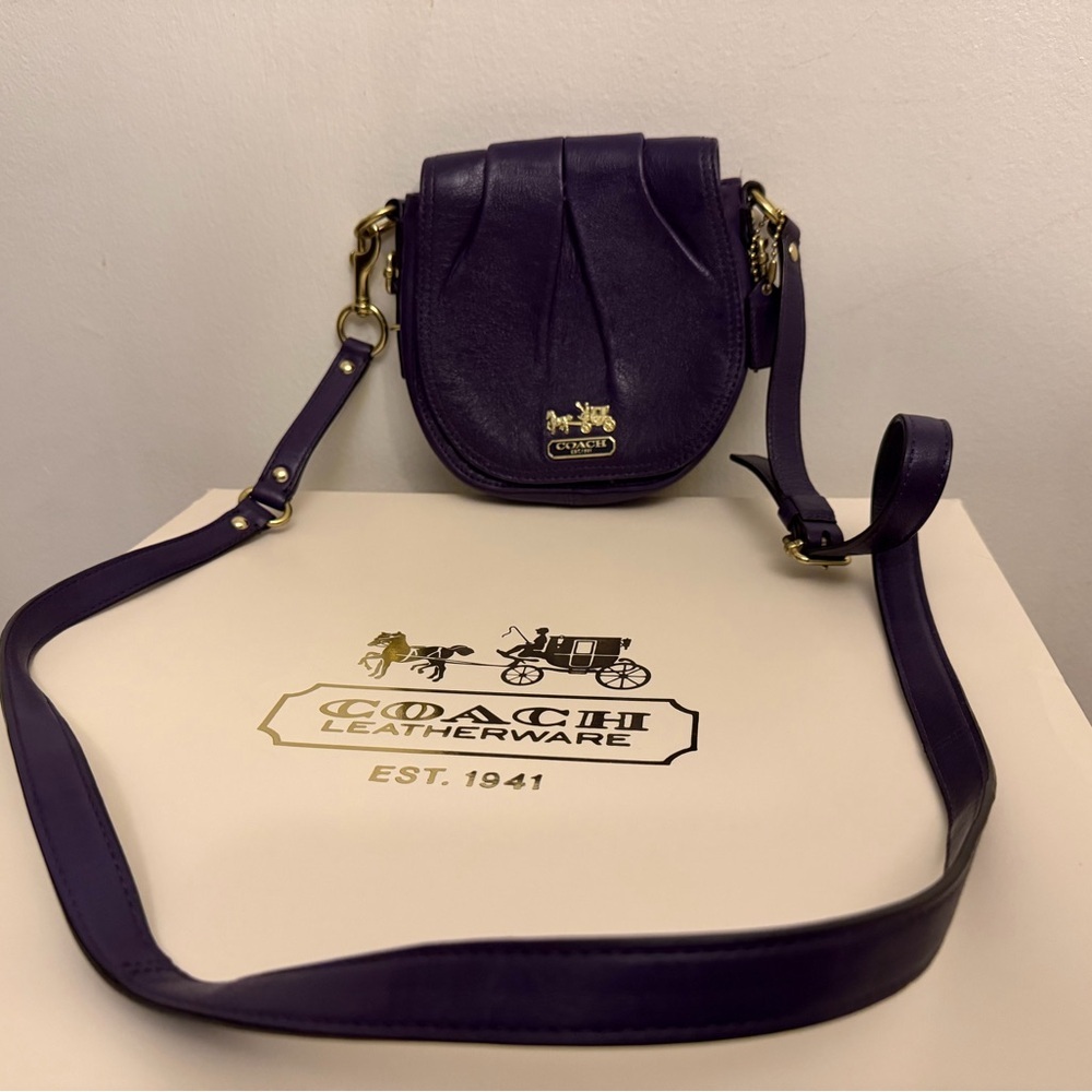 Rear Coach Purple Leather Crossbody Bag - Picture 5 of 10